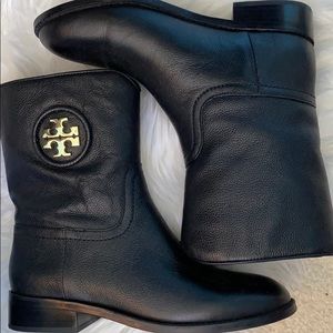 TORY BURCH BLACK LEATHER BOOTS